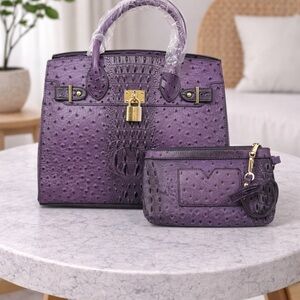 Dasien Vegan Leather Shoulder Bag with Matching Clutch NWT